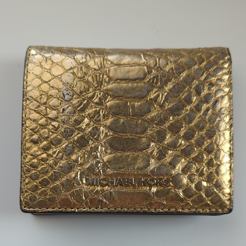 MK Gold Crocodile-Embossed Wallet